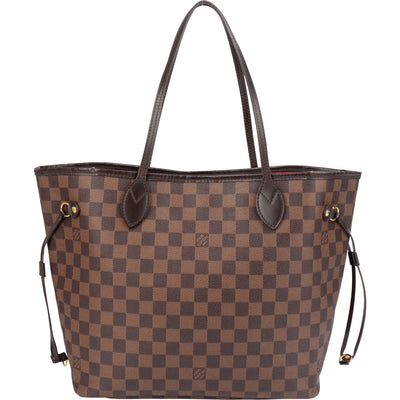 Louis Vuitton Damier Ebene Monogram Neverfull MM Shopper Handbag