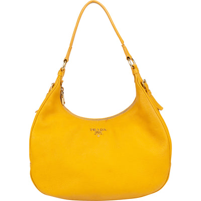 Prada Yellow Leather City Shoulder Bag - vintageandkickz