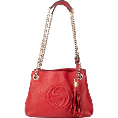 Gucci Rosso Leather GG Soho Crossbody Bag - vintageandkickz