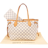 Louis Vuitton Damier Azur Monogram Neverfull PM Handbag