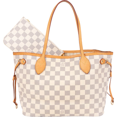 Louis Vuitton Damier Azur Monogram Neverfull PM Handbag