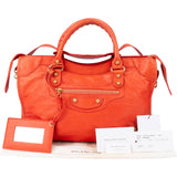 Balenciaga Fire Leather City Handbag