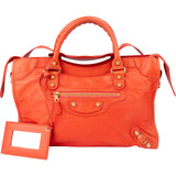 Balenciaga Fire Leather City Handbag