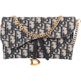 Christian Dior Trotter Monogram Saddle Wallet On Chain Shoulder Bag - vintageandkickz