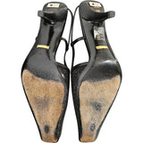 Gucci Leather Embelished Crystal Monogram GG Slingback Kitten Heels (35)