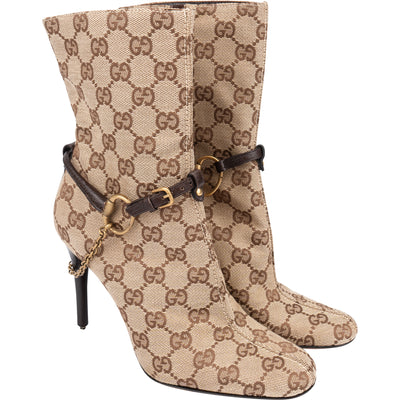 Gucci GG Monogram Horsebit Ankle Boots (35,5)