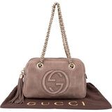 Gucci Brown Nubuk Leather GG Soho Shoulder Bag