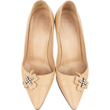 Chanel Beige Leather Cloverleaf Heels (35)