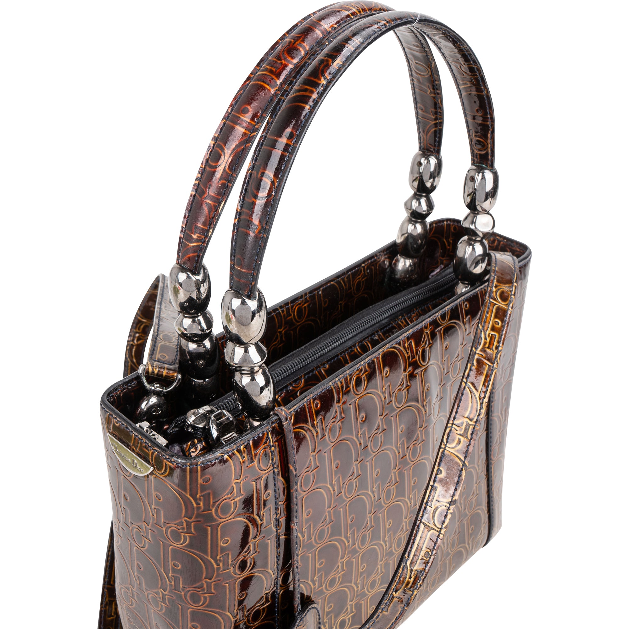 Christian Dior Patent Leather Oblique Monogram Maris Handbag - vintageandkickz