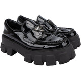 Prada Patent Leather Triangle Monolith Loafer (37)