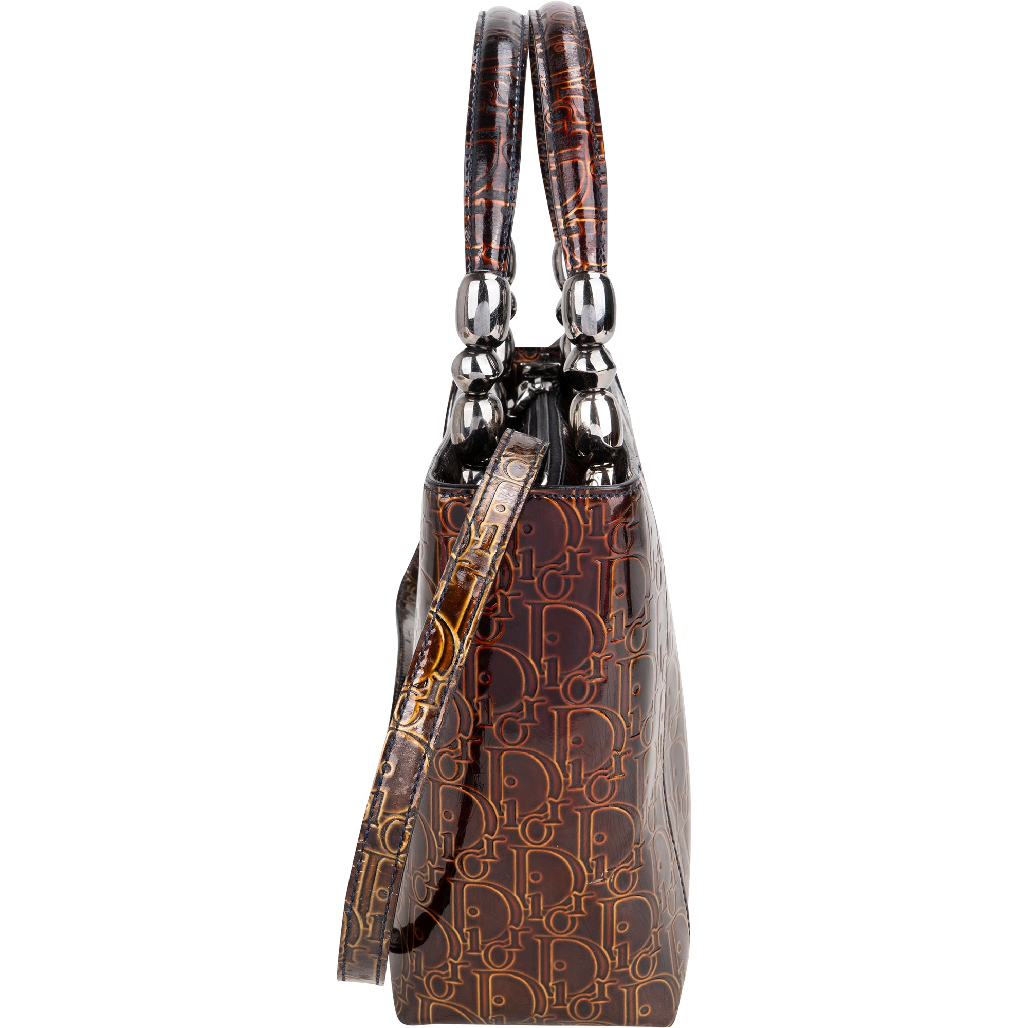 Christian Dior Patent Leather Oblique Monogram Maris Handbag - vintageandkickz