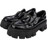 Prada Patent Leather Triangle Monolith Loafer (37)