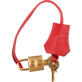 Hermès Rouge Epsom Leather Gold Padlock & Clochette