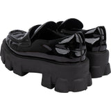 Prada Patent Leather Triangle Monolith Loafer (37)