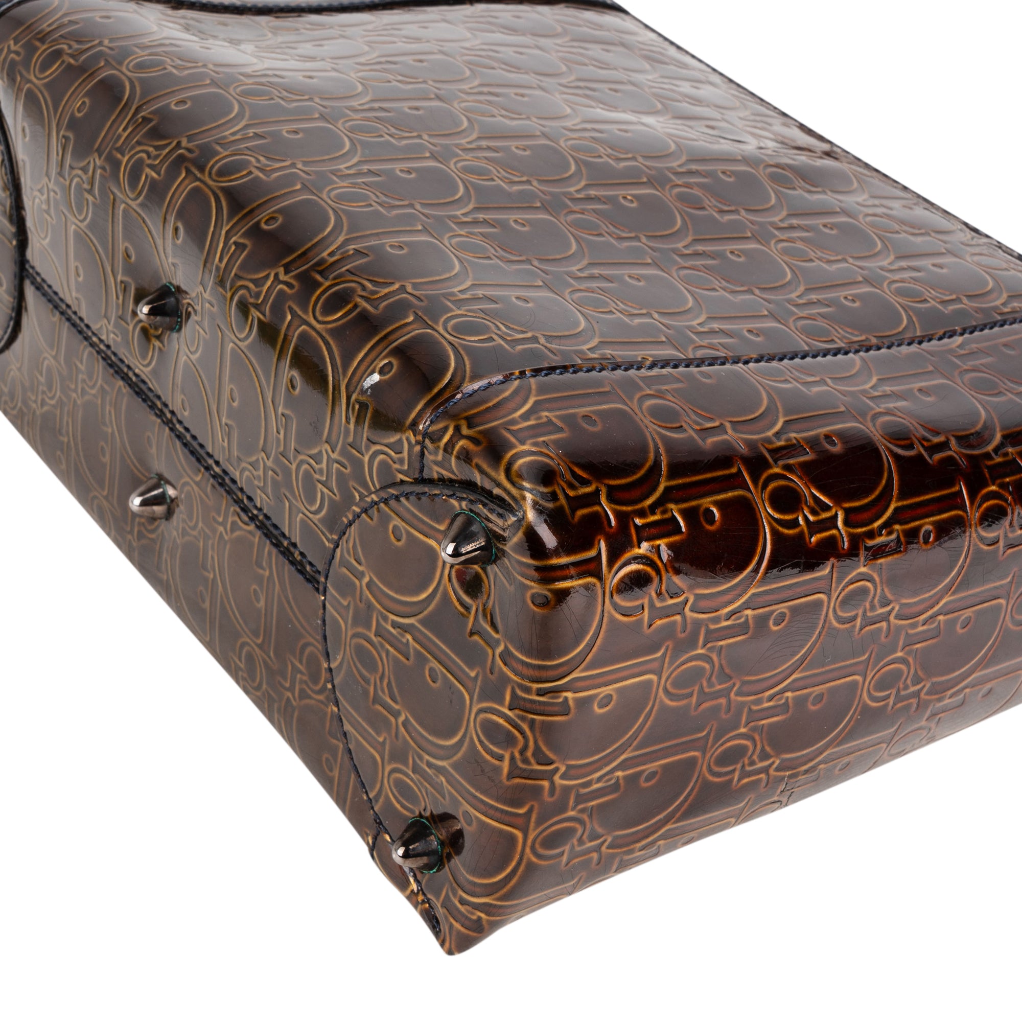 Christian Dior Patent Leather Oblique Monogram Maris Handbag - vintageandkickz