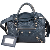Balenciaga Blue Leather Mini City Handbag