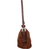 Fendi Brown Suede Leather Baguette Buckle Handbag