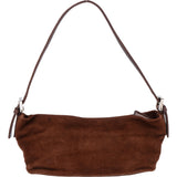 Fendi Brown Suede Leather Baguette Buckle Handbag