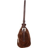Fendi Brown Suede Leather Baguette Buckle Handbag