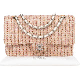 Chanel Tweed Palladium Double Flap Crossbody Bag