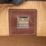 Fendi Brown Suede Leather Baguette Buckle Handbag