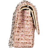 Chanel Tweed Palladium Double Flap Crossbody Bag