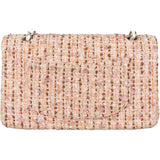 Chanel Tweed Palladium Double Flap Crossbody Bag