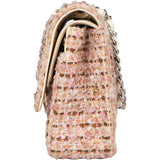 Chanel Tweed Palladium Double Flap Crossbody Bag