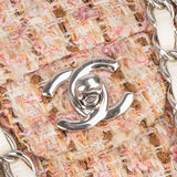 Chanel Tweed Palladium Double Flap Crossbody Bag
