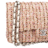 Chanel Tweed Palladium Double Flap Crossbody Bag