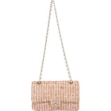 Chanel Tweed Palladium Double Flap Crossbody Bag