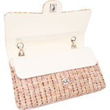 Chanel Tweed Palladium Double Flap Crossbody Bag