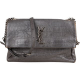 Saint Laurent Grey Croco Optic Leather West Hollywood Crossbody Bag