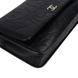 Chanel Black Camelia Wallet On Chain Crossbody Bag