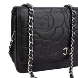 Chanel Black Camelia Wallet On Chain Crossbody Bag
