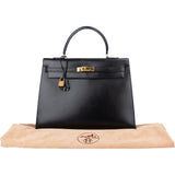 Hermès Noir Boxcalf Kelly 35 Handbag