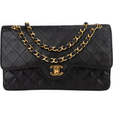 Chanel Quilted Lambskin 24K Gold Double Flap Crossbody Bag