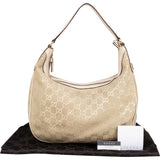 Gucci Gold Tone Suede GG Monogram Hobo Bag - vintageandkickz