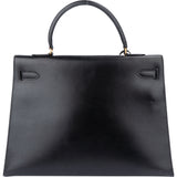 Hermès Noir Boxcalf Kelly 35 Handbag