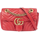 Gucci Chevron Leather GG Marmont Crossbody Bag