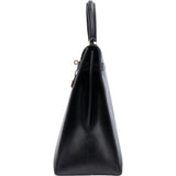 Hermès Noir Boxcalf Kelly 35 Handbag