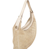 Gucci Gold Tone Suede GG Monogram Hobo Bag - vintageandkickz