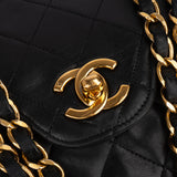 Chanel Quilted Lambskin 24K Gold Double Flap Crossbody Bag