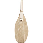 Gucci Gold Tone Suede GG Monogram Hobo Bag - vintageandkickz