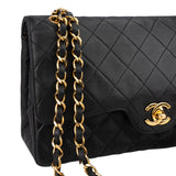 Chanel Quilted Lambskin 24K Gold Double Flap Crossbody Bag