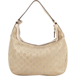Gucci Gold Tone Suede GG Monogram Hobo Bag - vintageandkickz