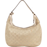 Gucci Gold Tone Suede GG Monogram Hobo Bag - vintageandkickz