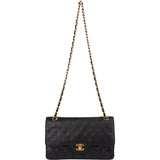 Chanel Quilted Lambskin 24K Gold Double Flap Crossbody Bag