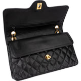 Chanel Quilted Lambskin 24K Gold Double Flap Crossbody Bag