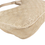 Gucci Gold Tone Suede GG Monogram Hobo Bag - vintageandkickz